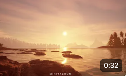 Water system sunset scene